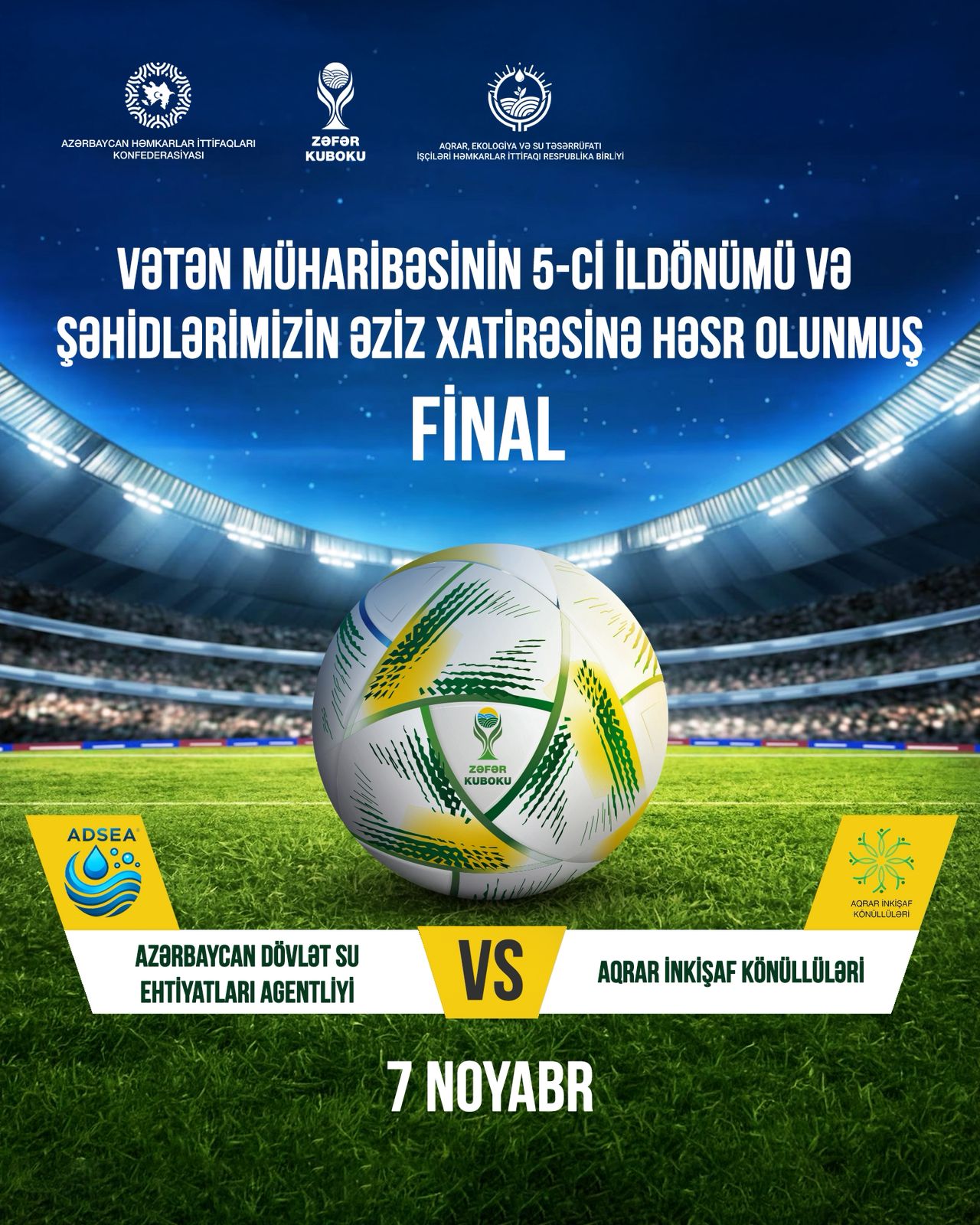 Noyabrın 7-də “Zəfər Kuboku” minifutbol turnirinin final mərhələsi keçiriləcək